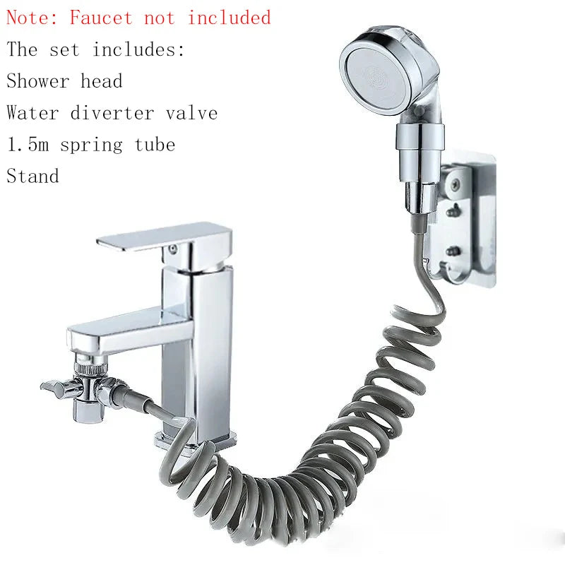 Washbasin Pool Shampoo Shower Faucet External Shower Extender Bathroom Hand Washing Shower Booster Nozzle Set