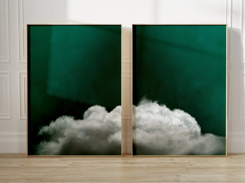Sage Green Cloud Wall Art Poster Abstract Sky Art Canvas Prints For Modern Living Room Bedroom Dormitory Home Aesthetic Decor