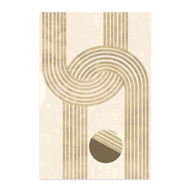 Abstract Geometric Line Mid Century Wall Art Posters Beige Modern Boho Canvas Painting Print Pictures Living Room Home Decor