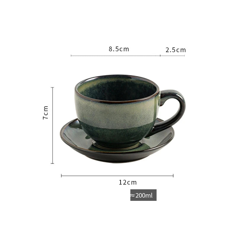 200/210/250ml Retro American Ceramic Coffee Cup Plate Set Luxury Office Afternoon Tea Water Cup And Dish Couple Mugs With Tray