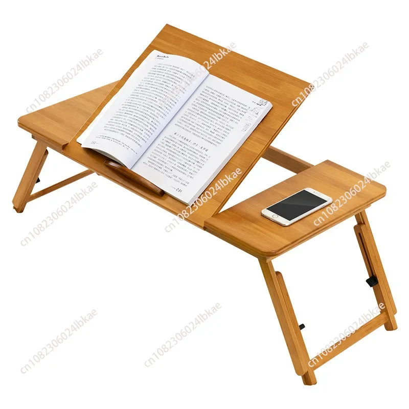 Adjustable Bamboo Laptop Stand ,Collapsible Computer Desk with Foldable Legs, Mini Desk for Sofa Bed, Home Working Table