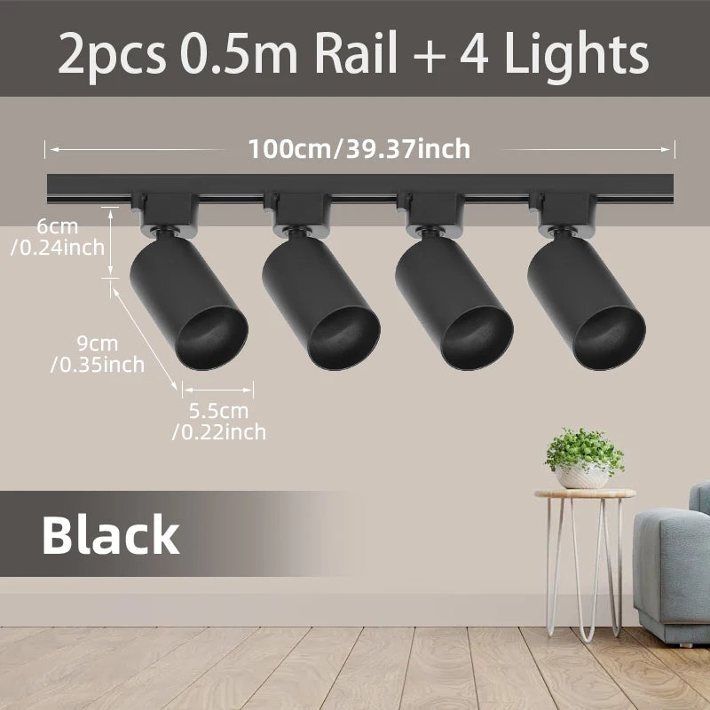 GU10 Track Light Led Spotlights 110V/220V Track Rail Lighting for Living Room Decor Clothing Store Ceiling Spot Lights Full Sets