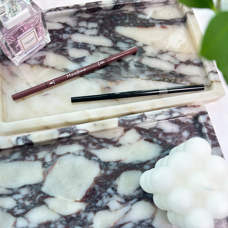 Natural Marble Vanity Tray 10"x6", Genuine Calacatta Viola Marble Stone Tray for Bathroom/Kitchen/Dresser