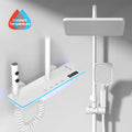 Bathroom Luxury Shower System with Lights Tempered Glass Piano Key Smart Digital Display Thermostat Mixer Shower Faucet Full Set