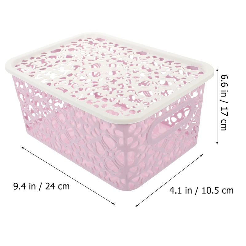 Plastic Storage Box Stackable Storage Container Hollow Out Delicate Storage Basket With Lid For Clothes Toy Home storage Supply