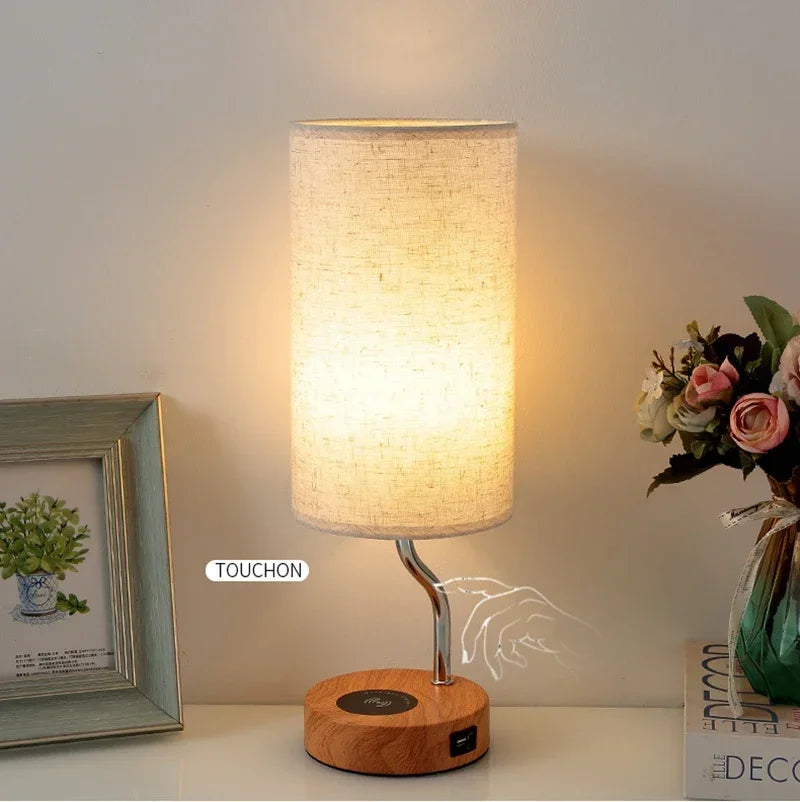 Led Desk Lamp Bedside Table Lamp with Wireless Phone Charge 3 Way Dimmable USB Rechargeable Lamp Light Fixture مصابيح الإضاءة