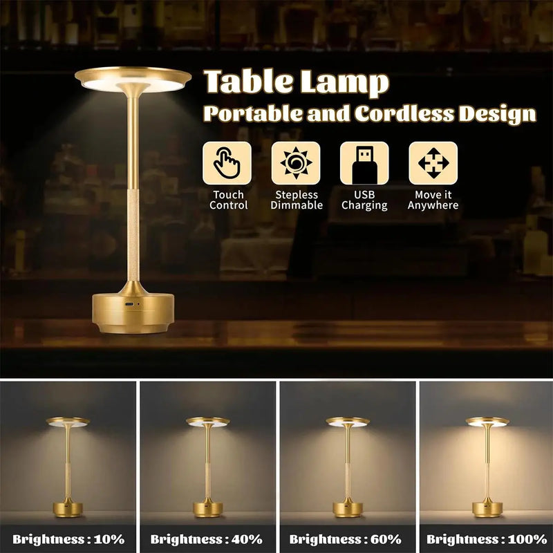 3 Color Table Lamp Golden Black Led Silver Dimming Rechargeable With Touch Control Lamps Touch Usb Usbc For Bedroom Desk Bedside