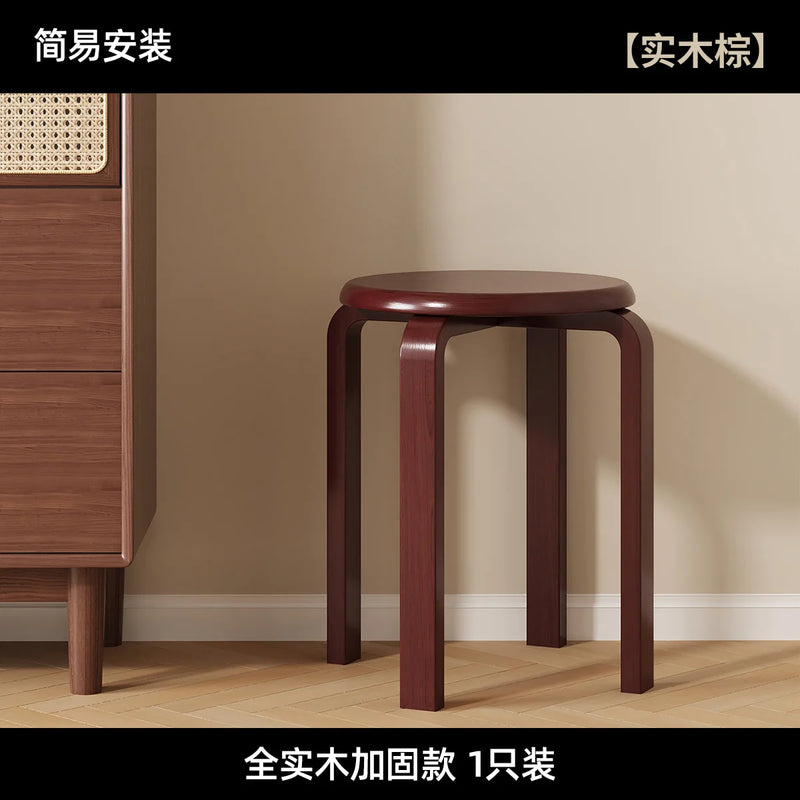 Japanese Solid Wood Dining Stool Stackable Restaurant Upholstered Bench Simple Modern Living Room Stool Restaurant Furniture FYD