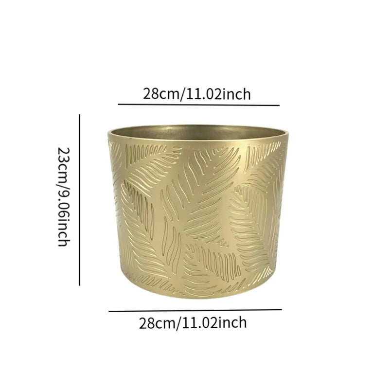Gold Iron Plant Pot Round Flower Pot Holder Flower Plant Container Flowerpot for Yard