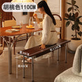 Medieval Style Solid Wood Long Dining Bench Bed End Bench Shoes French Stainless Steel Legs Banquette Home Furniture TYLB