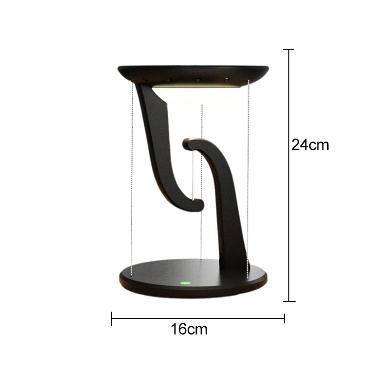 Floating Design LED Desk Lamps 15W Wireless Charging Stepless Dimming Touch Control Novelty Night Light Bedroom Decorative Light