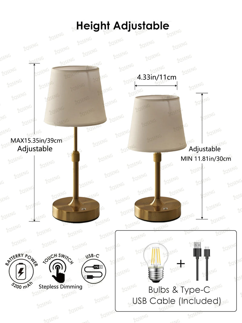 Simple Rechargeable Table Lamp Bar Desk Lamp Dimming Atmosphere Wireless Night Light for Bedroom USB Charging Touch Decor Lamp