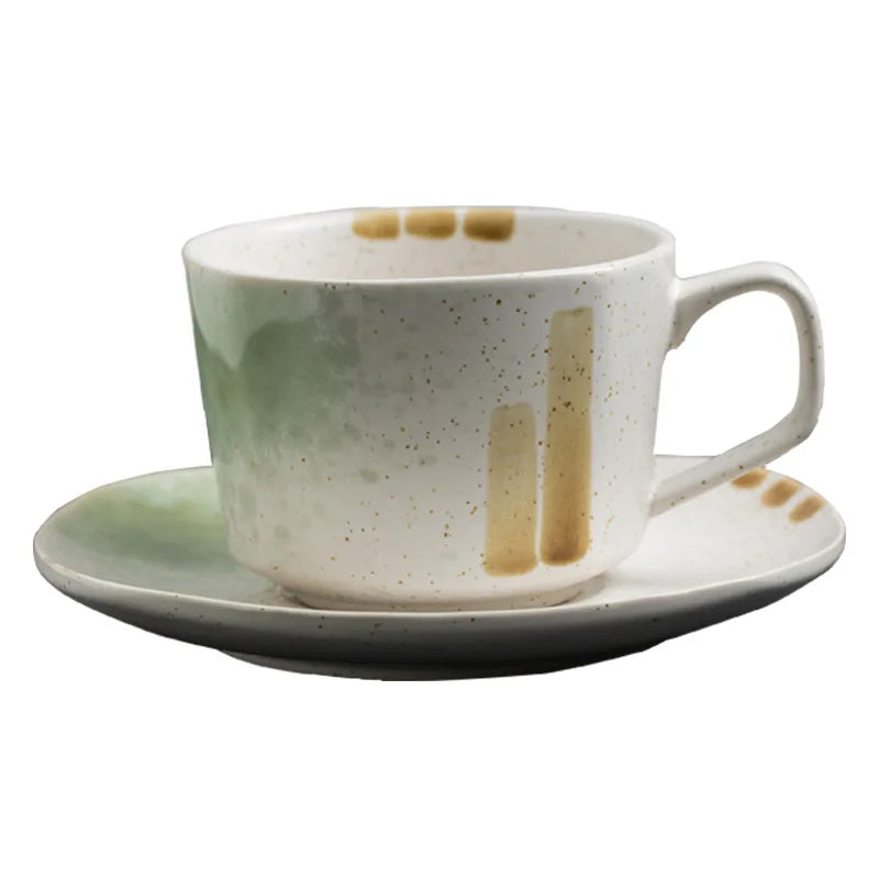 200/210/250ml Retro American Ceramic Coffee Cup Plate Set Luxury Office Afternoon Tea Water Cup And Dish Couple Mugs With Tray