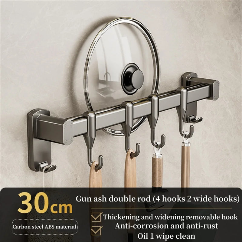 Kitchen Hook Punch-free Hanging Rod Spovel Hanger Row Hook Multifunctional Wall-mounted Storage Knife Holter