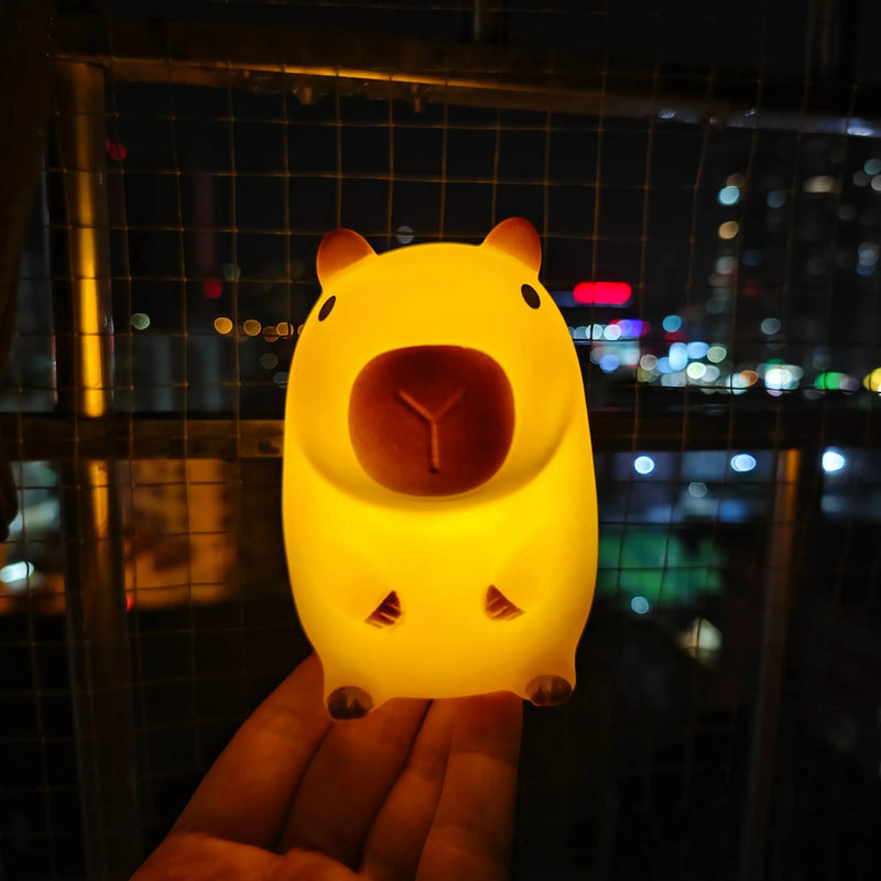 Cute Pet Capybara Night Light Cartoon Silicone Creative Bedside Sleep Night Lamp For Room Decor Birthday gift clearance sale