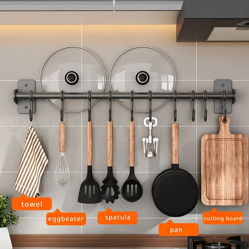 Kitchen Hook Rack Stainless Steel Wall Shelves Storage Utensils Holder Kitchen Accessories Organizer Wall storage rack no punch