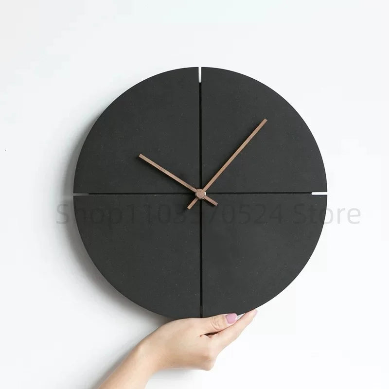 12inch Creative Wooden Wall Clock Silent Clocks Round Nordic Minimalist Wall Decoration Personality Home Watch Home Decor