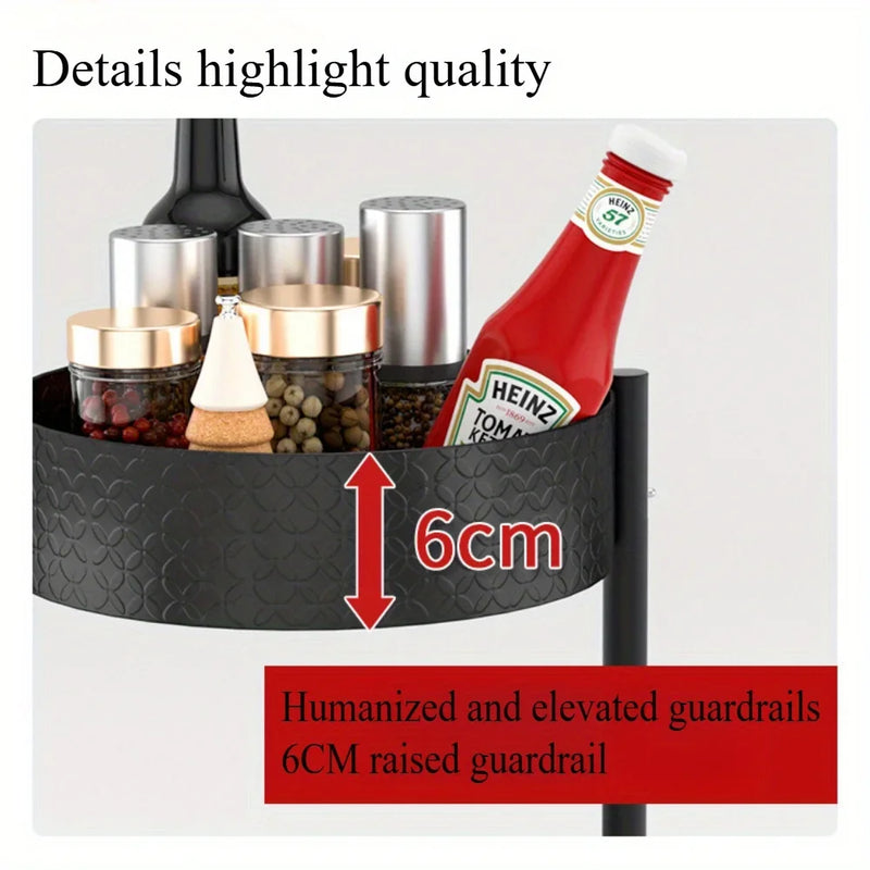 360° Rotating Spice Rack Organizer - 3-Tier Space-Saving Carousel for Oil/Vinegar/Seasonings Countertop Cabinet Storage Solution