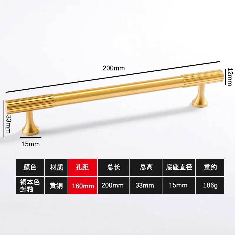 Solid Brass Long Stripe Handle Kitchen Cabinet Door Pulls Closet Drawer Knobs Wardrobe Decor Home Accessories Furniture Handles