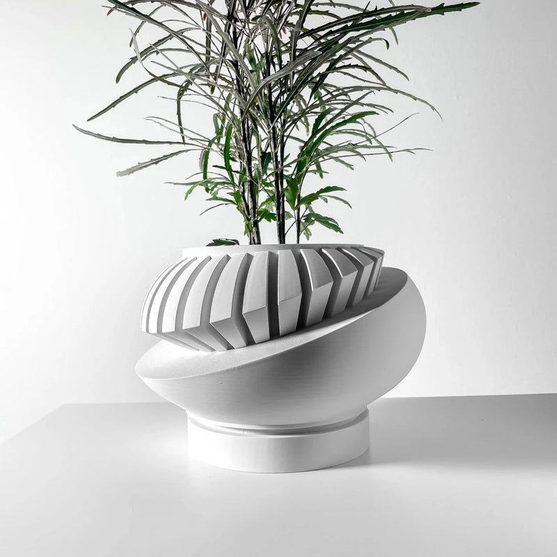 Modern Minimalist 3D Printed Plant Pot – Biodegradable Flower Planter for Home Decor, Eco-Friendly Sustainable Gift (Luxar)