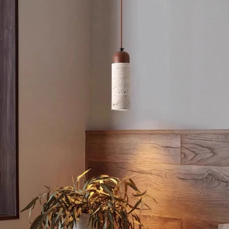 Yellow Travertine Pendant Lamp, Minimalist Bedside Small Chandelier for Bedroom, Hotel, Bar, Cozy Ambiance, Nordic Style