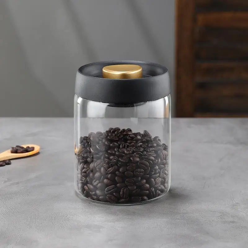 Vacuum Sealed Tank Coffee Bean Glass Sealed Jar Household Moisture-proof Air Extraction Airtight Container Coffee Set