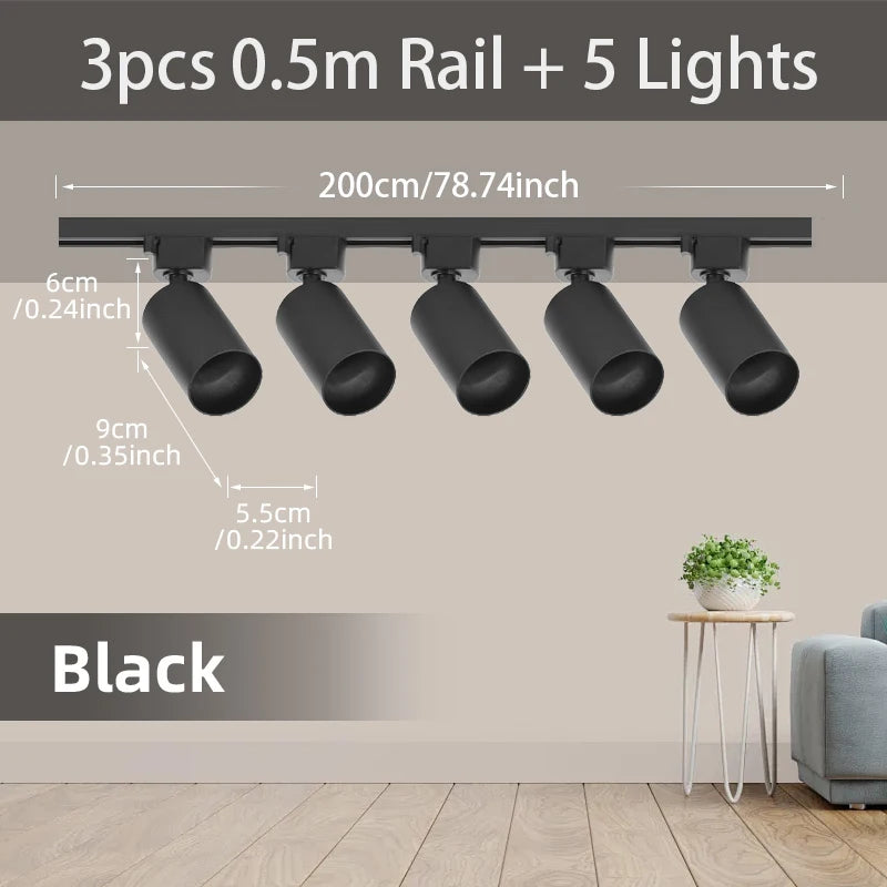 GU10 Track Light Led Spotlights 110V/220V Track Rail Lighting for Living Room Decor Clothing Store Ceiling Spot Lights Full Sets