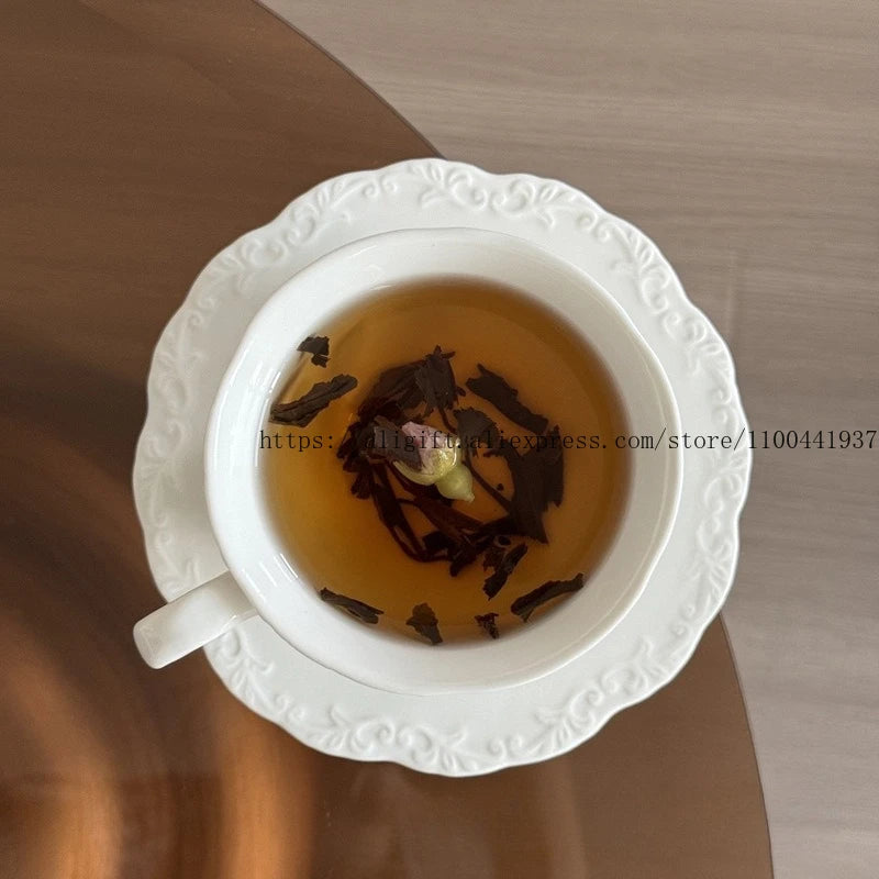 French Light Luxury Embossed Floral Coffee Cup And Plate Set Exquisite Afternoon Tea Ceramic Cup
