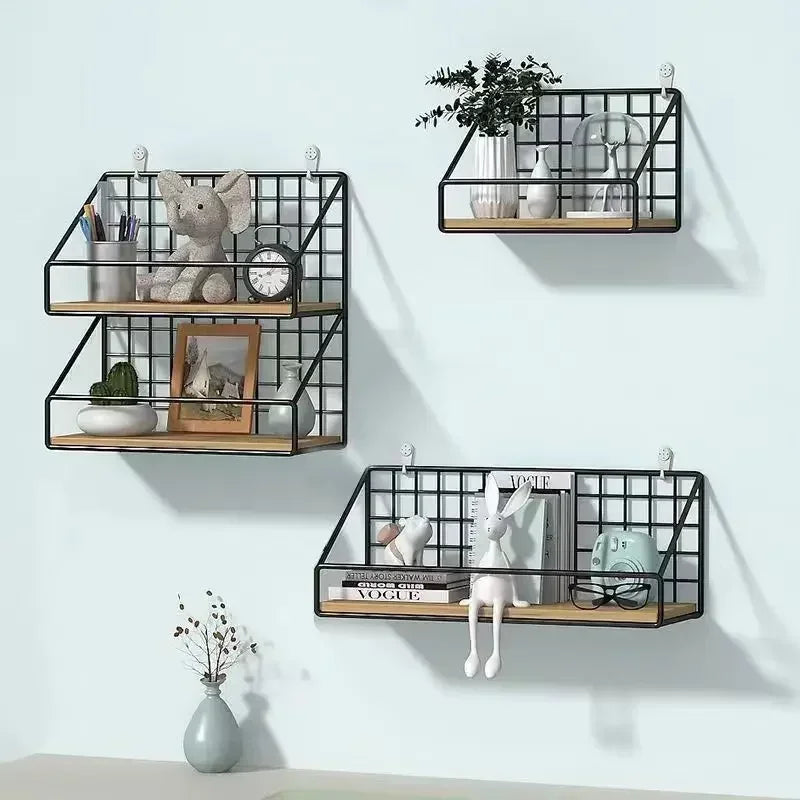 Wall Mounted Shelves Without Drilling Wood Hanging Shelf Kitchen Organizer Hanging Spice Jar Storage Shelf for Seasoning Holder