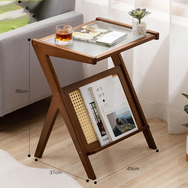 Z Shaped Side Table Creative Tea Coffee Table With Rack For Household Sofa Corner Living Room Bedroom Small Apartment Supplies