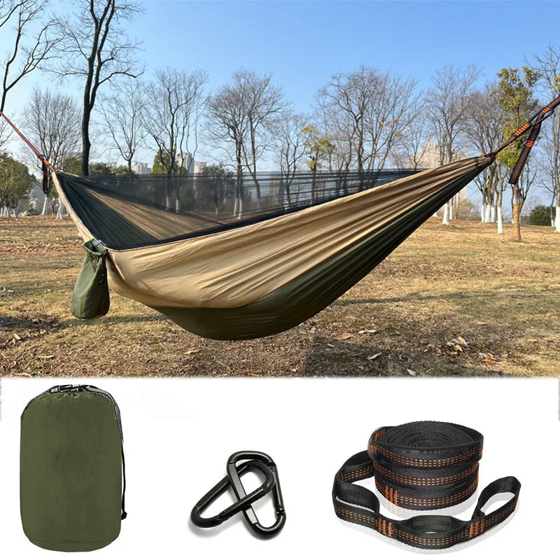 Camping mosquito net hammock and Ultralight Portable Hammock with Adjustable Ridgeline for Camping, Hiking, Backpacking