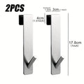 2pcs Bathrobe Hanger Shower Room Glass Over Door Hanging Hooks Punch-free Waterproof Towel Hanger Metal S-Shape Bath Towel Hooks
