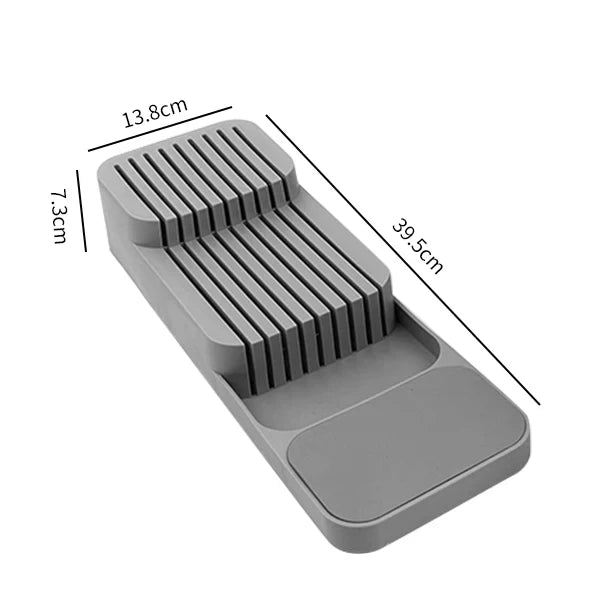 Knife Block Holder with Expandable Organizer Storage Tray for Kitchen Countertop Retractable Knife Organizer Drawer Insert