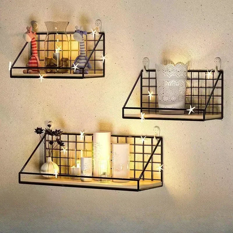 Wall Mounted Shelves Without Drilling Wood Hanging Shelf Kitchen Organizer Hanging Spice Jar Storage Shelf for Seasoning Holder