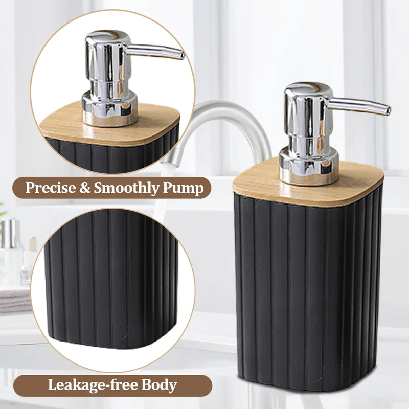 Matte Black Bathroom Accessory Set 3Pcs Bathroom Vanity Countertop Lotion Soap Pump Dispenser Toothbrush Holder and Tray Set