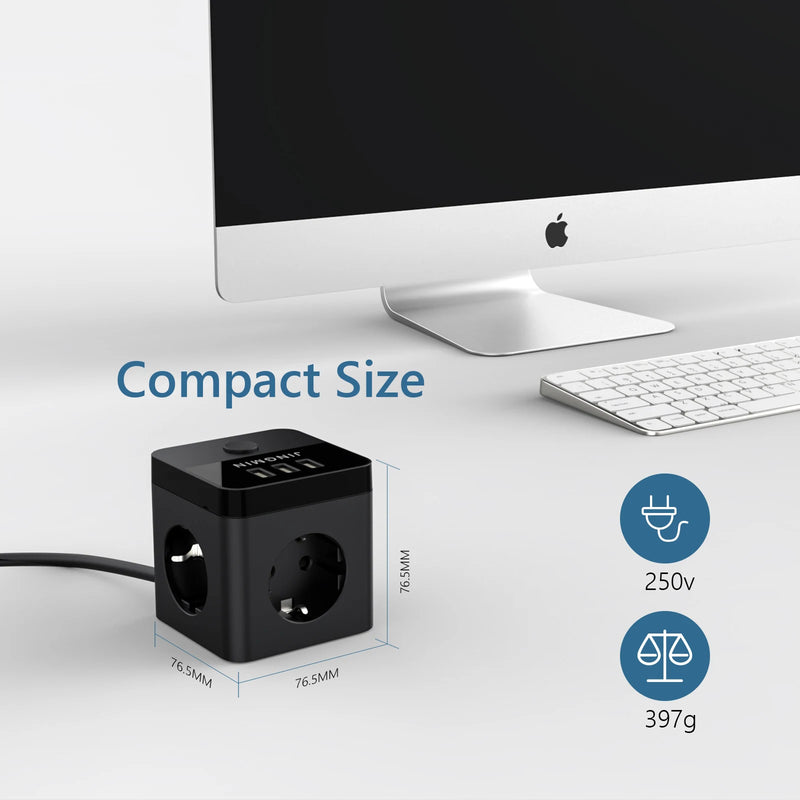 Power Adapter with 3 AC Outlets 3 USB Ports 1.5M Extension Cable Multi Electrical Socket Power Strip with Switch For Home Office