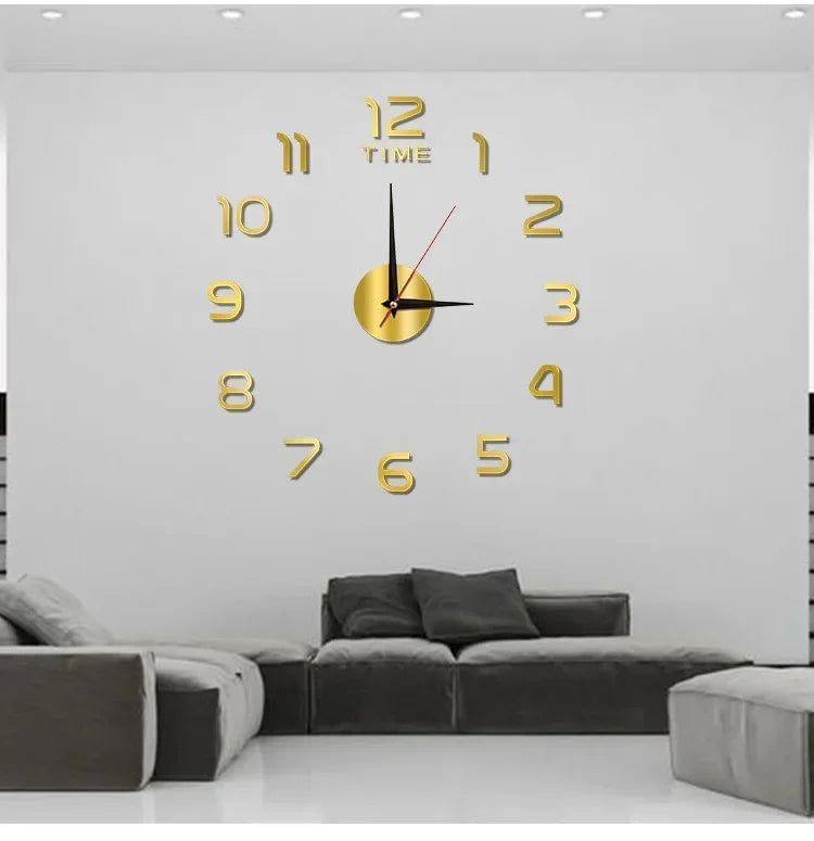Creative 3D Digit Wall Clock DIY Acrylic Silent Digital Clock Mirror Wall Stickers for Living Room Bedroom Kitchen Decoration