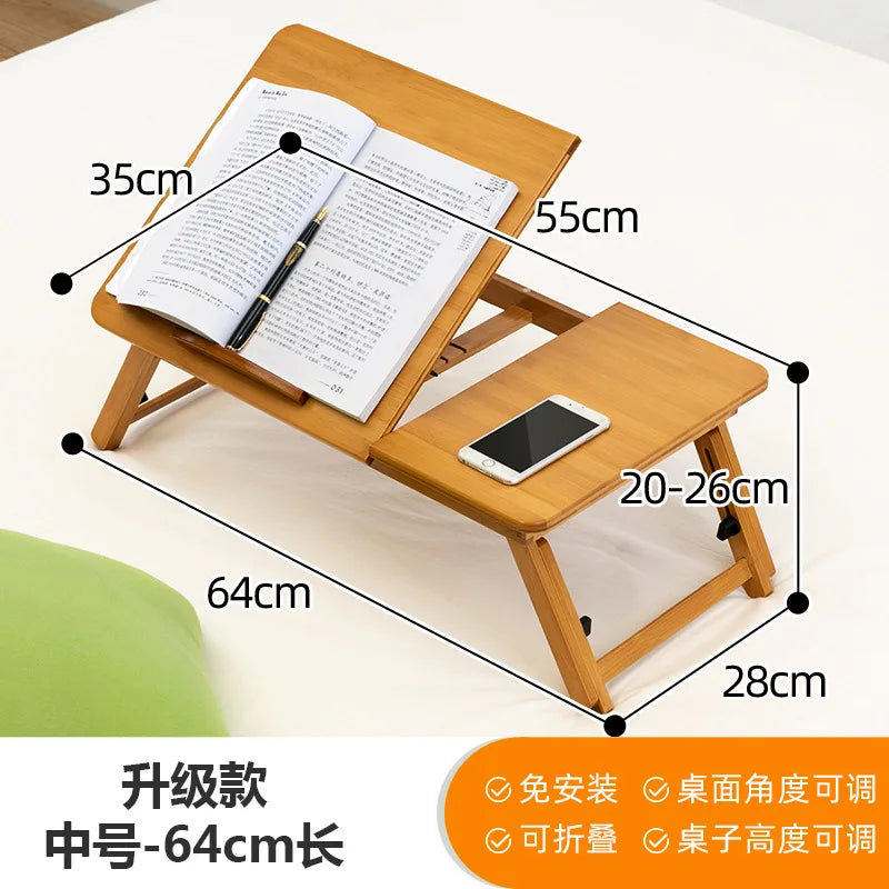 Adjustable Bamboo Laptop Stand ,Collapsible Computer Desk with Foldable Legs, Mini Desk for Sofa Bed, Home Working Table