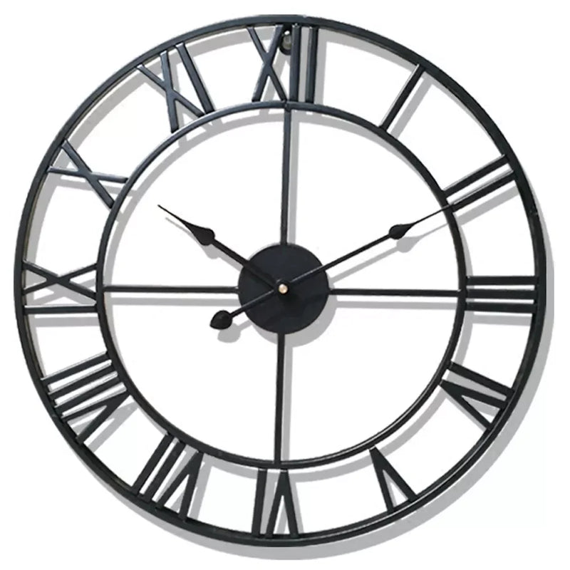 Modern 3D Large Wall Clocks Roman Numerals Retro Round Metal Iron Accurate Silent Nordic Hanging Ornament Living Room Decoration